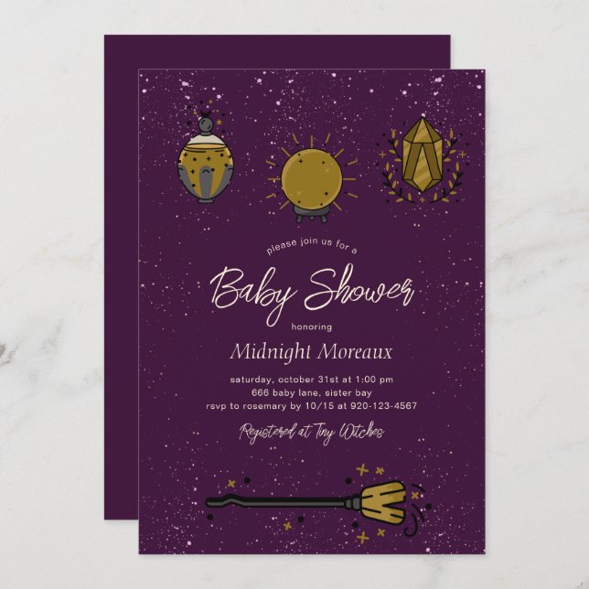 Witch Halloween Baby Shower Invitation (Front/Back)