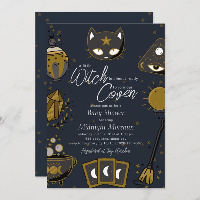 Witch Halloween Baby Shower Invitation (Front/Back)