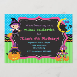 Witch Halloween Birthday Party Invitation