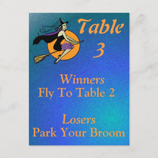 Witch Halloween Bunco Table Card Number 3 (Front)