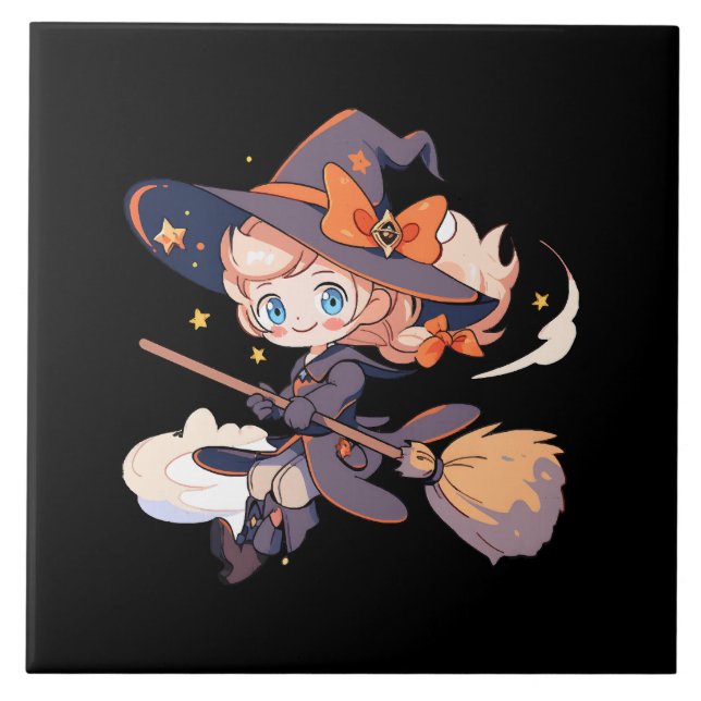 Witch Halloween Ceramic Tile (Front)