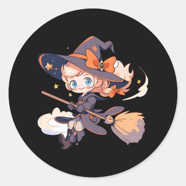Witch Halloween Classic Round Sticker (Front)