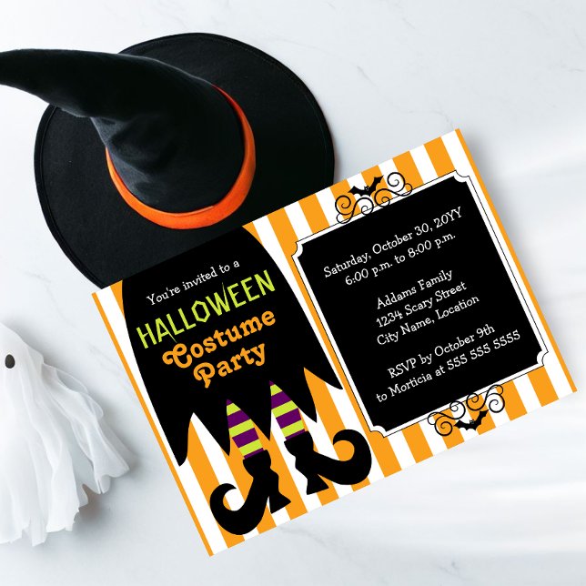 Witch Halloween Costume Party Invitation (A bewitching Halloween costume party invite perfect for kids and adults.)