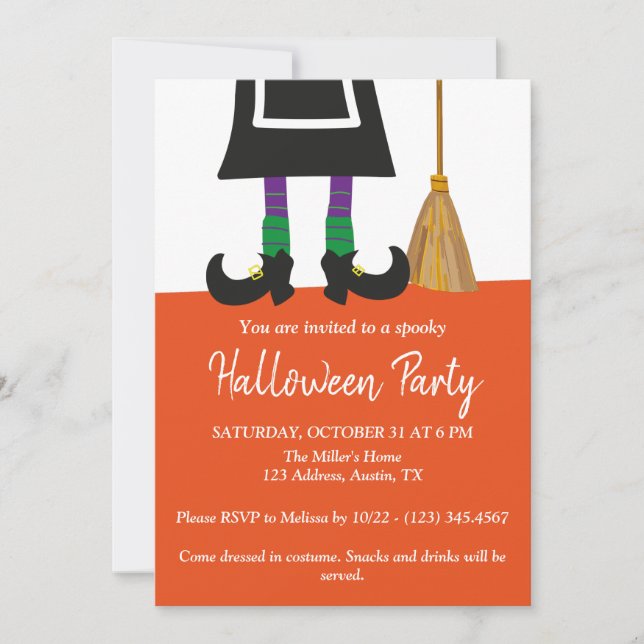 Witch Halloween Costume Party Invitation (Front)