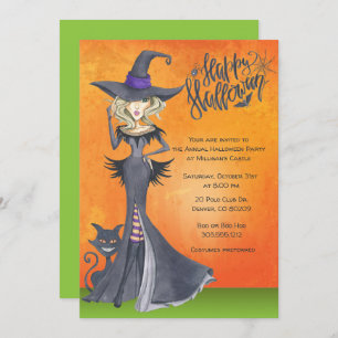 Witch Halloween Invitation, Adult Costume Party Invitation