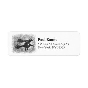 Witch Halloween Label Grey Return Address Label