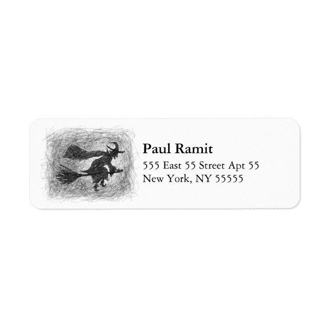 Witch Halloween Label Grey Return Address Label (Front)