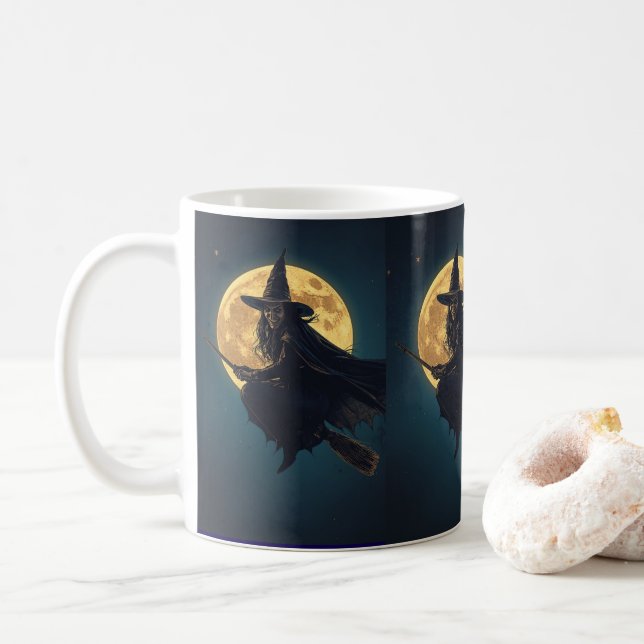 Witch Halloween Mug – Spooky Coffee Cup Gift (With Donut)