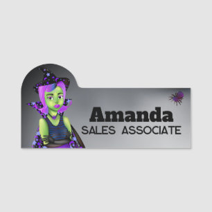 Witch Halloween Name Tag