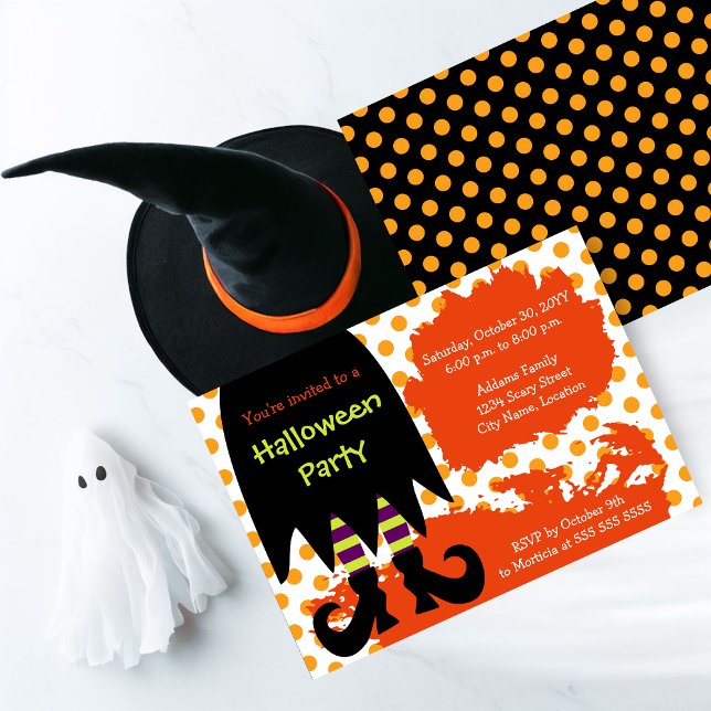 Witch Halloween Party Invitation (A bewitching Halloween party invite perfect for kids and adults.)