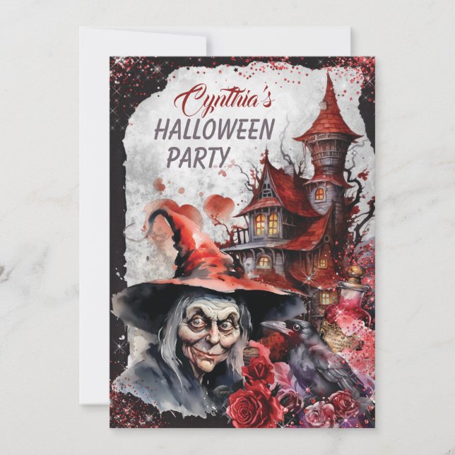 Witch Halloween Party Invitation (Front)