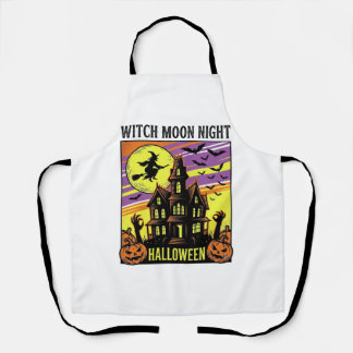 Witch Halloween Shirt Vintage Haunted House Night_ Apron