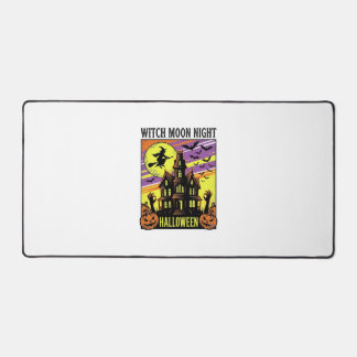 Witch Halloween Shirt Vintage Haunted House Night_ Desk Mat