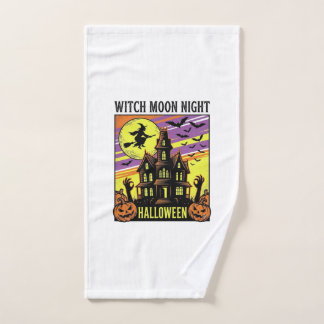 Witch Halloween Shirt Vintage Haunted House Night_ Hand Towel