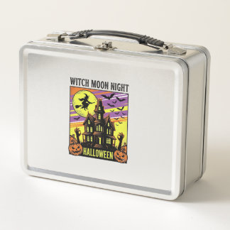 Witch Halloween Shirt Vintage Haunted House Night_ Metal Lunch Box