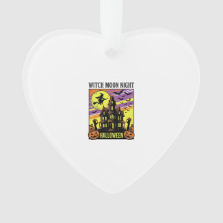 Witch Halloween Shirt Vintage Haunted House Night_ Ornament