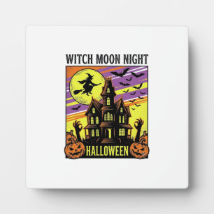 Witch Halloween Shirt Vintage Haunted House Night_ Plaque