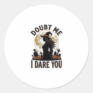 Witch Halloween Shirt with Vintage Moon Graveyard Classic Round Sticker