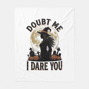 Witch Halloween Shirt with Vintage Moon Graveyard Fleece Blanket