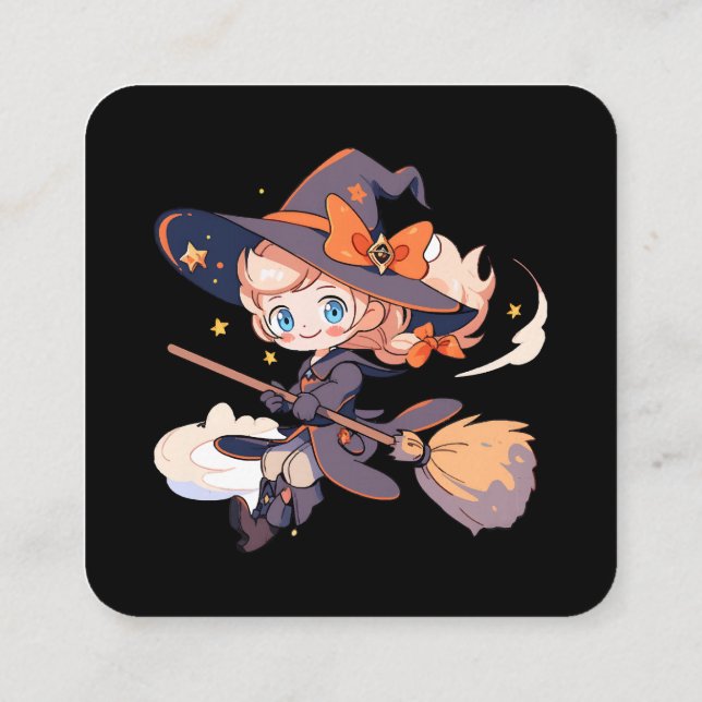 Witch Halloween Square Business Card (Back)