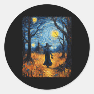Witch Halloween Starry Night Van Gogh Costume Art  Classic Round Sticker