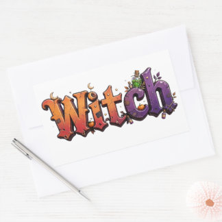 Witch Halloween Typography Sticker Vintage Gothic