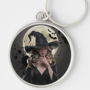 Witch Hat and Bats Coaster Key Ring