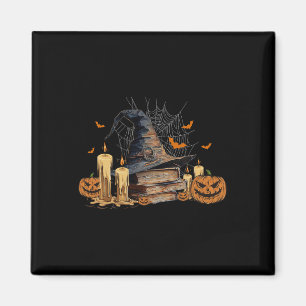 Witch Hat And Magic Book Spooky Library Halloween Magnet