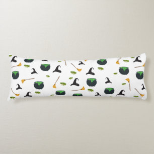Witch Hat Broom Cauldron Halloween Pattern Body Cushion