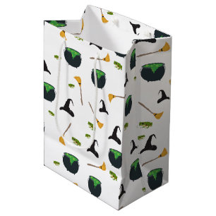Witch Hat Broom Cauldron Halloween Pattern Medium Gift Bag