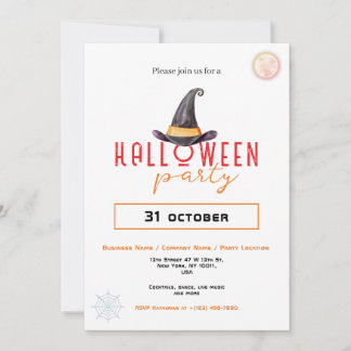Witch Hat Business Halloween Party Office Event  I Invitation