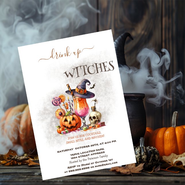 Witch Hat Cocktail Pumpkin Halloween Invitation (Creator Uploaded)