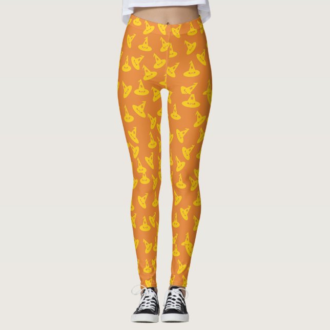 Witch Hat Confetti Leggings - Gold/Orange (Front)