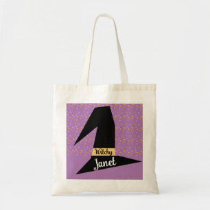 Witch Hat Confetti Witchy Name Tote Bag