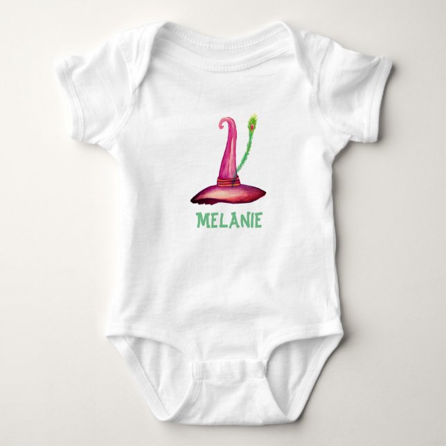 Witch Hat Custom Name T-shirt Baby Bodysuit (Front)