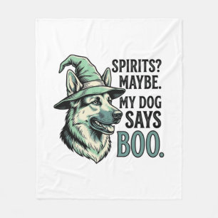 Witch Hat Dog Vintage Engraving Halloween Humour D Fleece Blanket