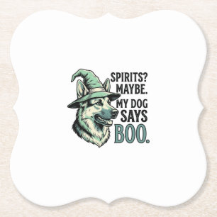 Witch Hat Dog Vintage Engraving Halloween Humour D Paper Coaster