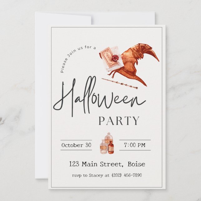 Witch Hat Fall Halloween Party Invitation (Front)