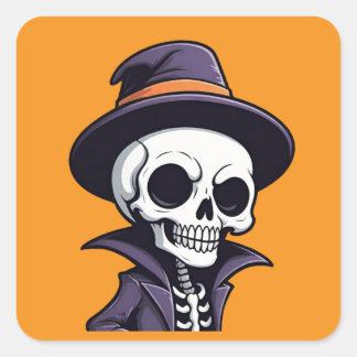 Witch Hat Halloween Skeleton Stickers