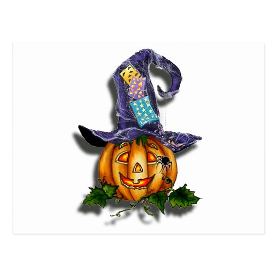 WITCH HAT & JACK by SHARON SHARPE Postcard