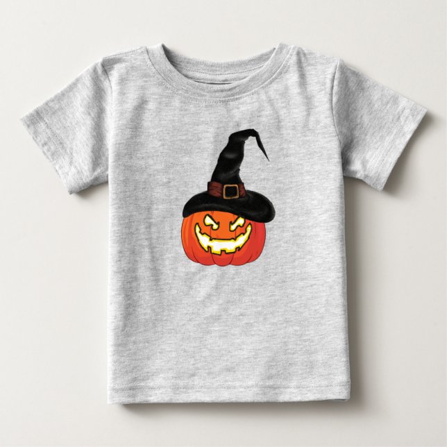 Witch Hat Jack O Lantern Halloween T-Shirt (Front)
