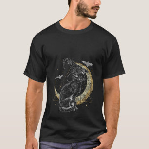 Witch Hat Moon Black Cat Halloween Familiar for Wi T-Shirt