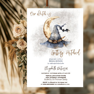 Witch Hat Moon Halloween Bridal Shower Invitation