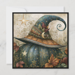 Witch Hat on Pumpkin Halloween Party Invitation
