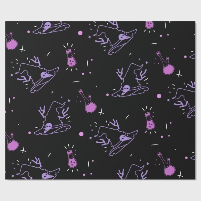 Witch Hat & Potion Wrapping Paper (Flat)