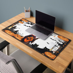 Witch Hat Pumpkin Halloween Vibes Desk Mat