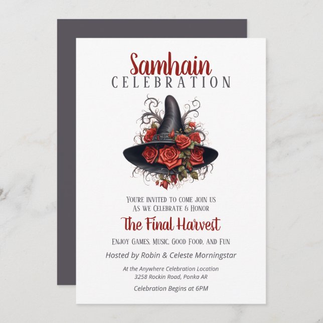 Witch Hat Samhain Harvest Halloween Party Invitation (Front/Back)