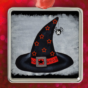 Witch Hat Stars Cute Spider Metal Ornament