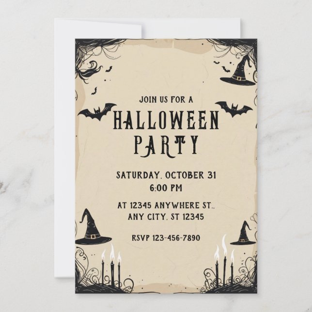 Witch Hats Halloween Party Invitation (Front)