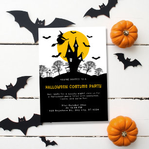 Witch Haunted House Orange & Black Halloween Party Invitation